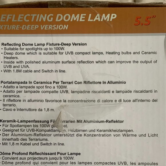 Repti Zoo, Deep Fixture Reflecting Dome Lamp, Animal Habitat - Picture 4 of 5